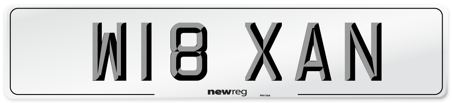 W18 XAN Number Plate from New Reg